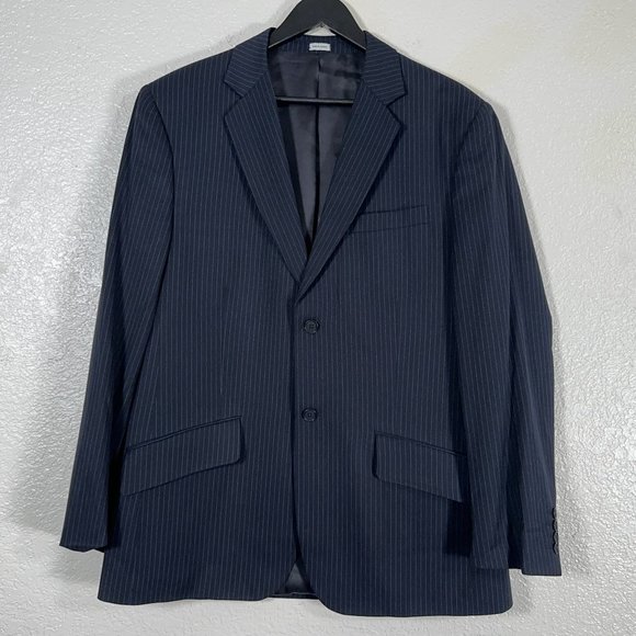 Calvin Klein Regular Fit 2pc. Navy Pinstripe Suit Men's Size Large/34x34 - Picture 2 of 13